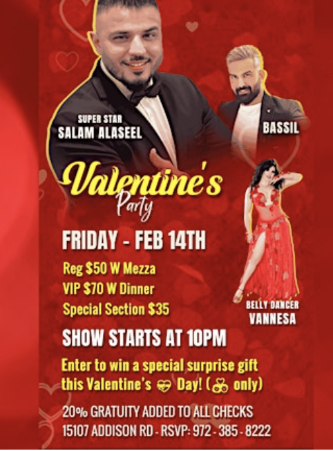 VALENTINES DAY - ARABIC NIGHT - FEB 14 - SALAM ALASEEL -BASSIL-VANNESA